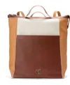 Cole Haan Grand Ambition Large Convertible Backpack Bag In Dark Cuoio Ivory Color Block