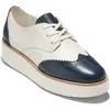 Cole Haan Grand City Platform Oxford Derby In Ivory And Navy Blazer/ivory
