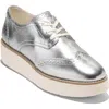 Cole Haan Grand City Platform Oxford Derby In Silver Talca/ivory