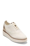 Cole Haan Grand City Platform Oxford In Ivory Knit/soft Gold Metallic