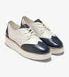 Cole Haan Grand City W31495 Oxford Women's Ivory Navy Platform Shoes Zogg421 In White