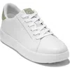 Cole Haan Grand Crosscourt Joy Platform Sneaker In White/oil Green Croc Print