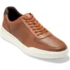 Cole Haan Grand Crosscourt Modern Perforated Sneaker In British Tan Leather/ivory