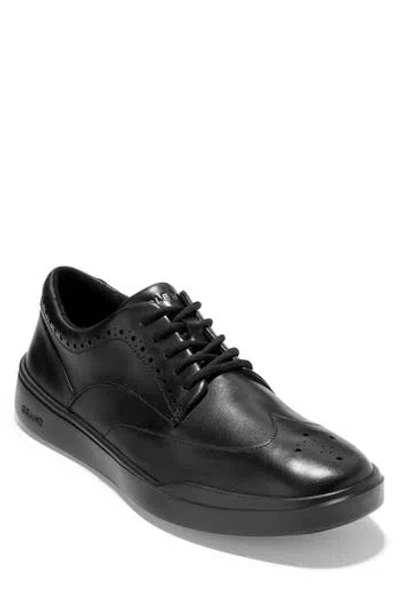 Cole Haan Grand Crosscourt Wingtip Sneaker In Black Leather/black