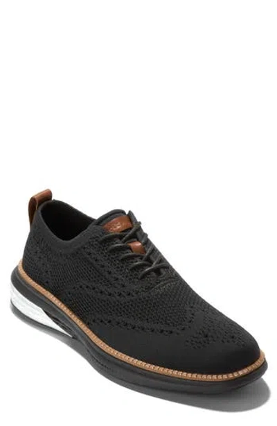 Cole Haan Grand Hurrion Stitchlite Wing Oxford In Black/british Tan/black