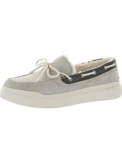 Cole Haan Grand Pro Rally Moccasin Womens Suede Lifestyle Casual And Fashion Sneakers In Grey