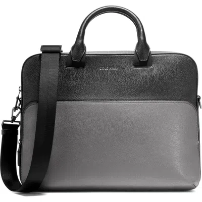 Cole Haan Grand Series Matthews Colorblock Leather Briefcase In Grey Black