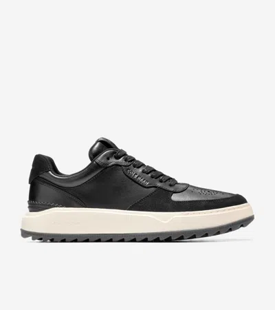 Cole Haan Mens Grey Mixed Grandprø Crossover Leather Trainers Eur 42 / 8 Uk In Black-ivory