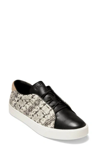 Cole Haan Grandprø Spectator Sneaker In Black/white Snake Print Suede