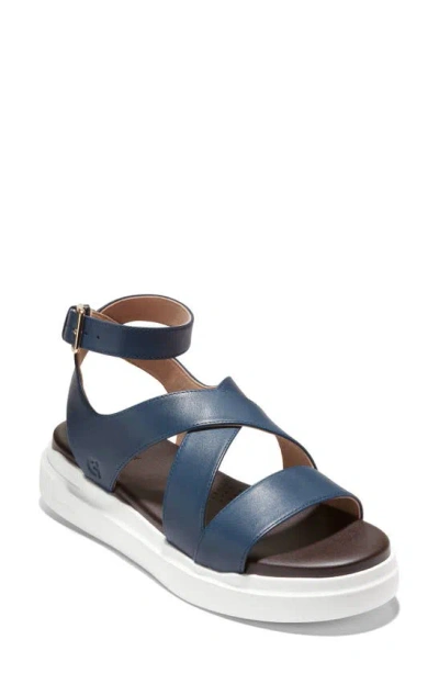 Cole Haan Grandpro Rally Castine Platform Sandal In Blue Wing Teal/ Optic White