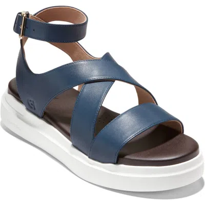 Cole Haan Grandpro Rally Castine Platform Sandal In Blue Wing Teal/optic White