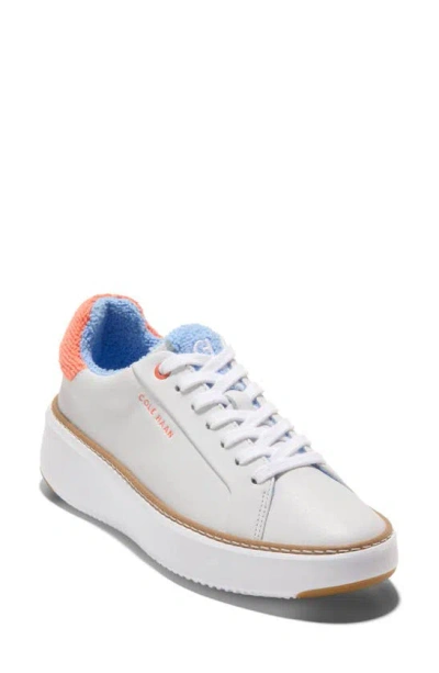 Cole Haan Grandpro Topspin Platform Trainer In Optic White Tumbled L