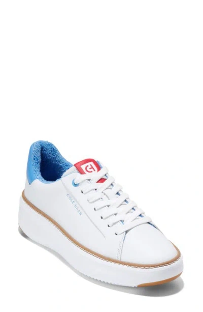 Cole Haan Grandpro Topspin Platform Trainer In White/ Marina