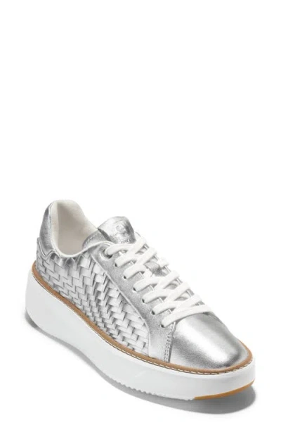 Cole Haan Women's Topspin Woven Sneakers In Silver Genevieve Weave-optic White