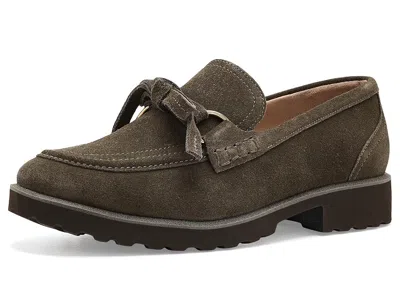 Cole Haan Gwendolyn Bow Loafers Women's Flat Shoes Deep Olive Suede/white Leather 1: 8 B - Medium In Brown