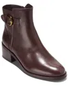 Cole Haan Hanover Buckle Leather Bootie In Burgundy