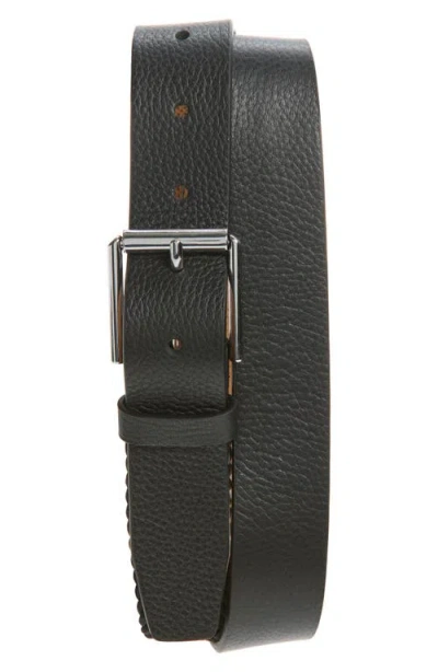 Cole Haan Hidden Stitch Leather Belt In Black