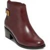 Cole Haan Holis Buckle Bootie Womens Leather Block Heel Ankle Boots In Brown