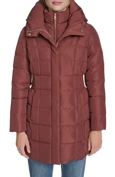 Cole Haan Hooded Down & Feather Jacket In Brown