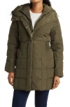 Cole Haan Hooded Down & Feather Jacket In Dsty Olive
