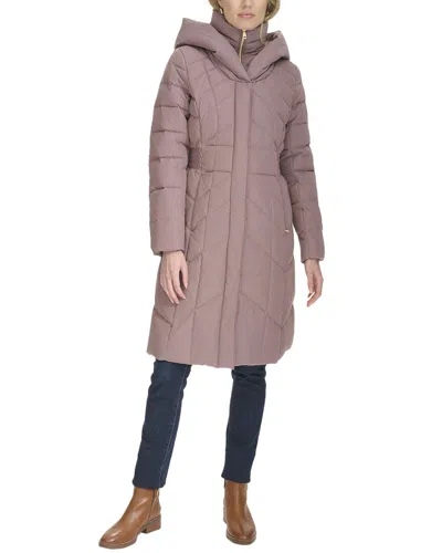 Cole Haan Hooded Taffeta Down Coat In Purple