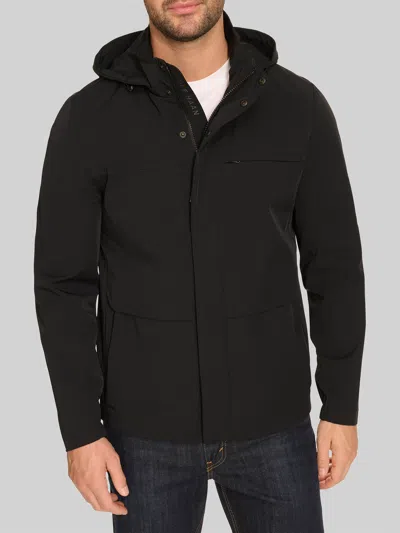 Cole Haan Hooded Windbreaker Jacket In Black
