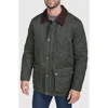 Cole Haan Men's Corduroy-shirt-collar Waxed Rain Jacket In Army Green