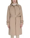 Cole Haan Insulated Twill Raglan Trench Coat In Brown