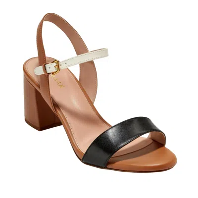 Cole Haan Josie Block Heel Sandal (65 Mm) Pecan / Ivory / Black W27114 Women's In Brown