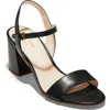 Cole Haan Josie Block Heel Sandal In Black Leather/woven