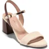 Cole Haan Josie Block Heel Sandal In Canvas/bloodstone/soft Gold