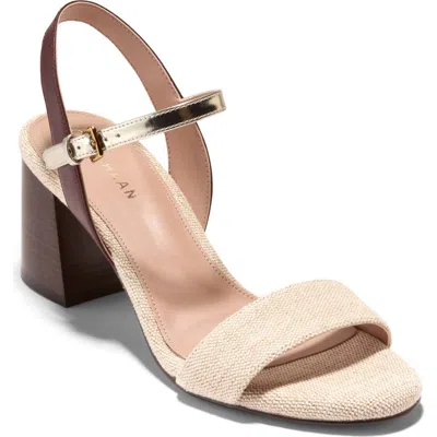 Cole Haan Josie Block Heel Sandal In Canvas/bloodstone/soft Gold