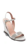 Cole Haan Josie Wedge Sandal In All Over Crystal/ Grey Satin