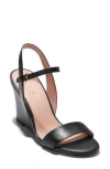 Cole Haan Josie Wedge Sandal In Black Leather