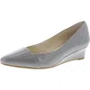 Cole Haan Kinslee Womens Patent Leather Slip On Wedge Heels In Gray