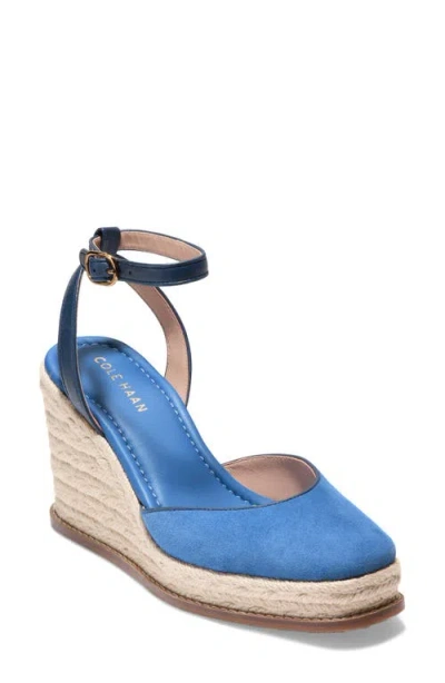 Cole Haan Kyra Cloudfeel Wedge Sandal In Dutch Blue Suede/navy Blazer