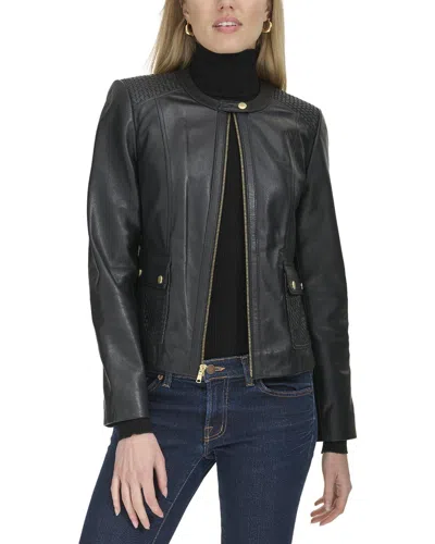 Cole Haan Lambskin Jacket In Black