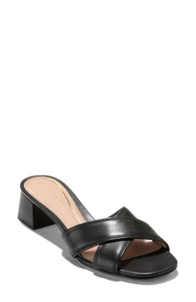 Cole Haan Landon Block Heel Sandal In Black Leather