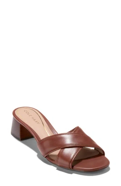 Cole Haan Landon Block Heel Sandal In Dark Cuoio Leather