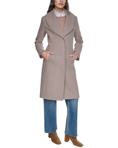 Cole Haan Large Collar Wool-blend Coat In Neutral