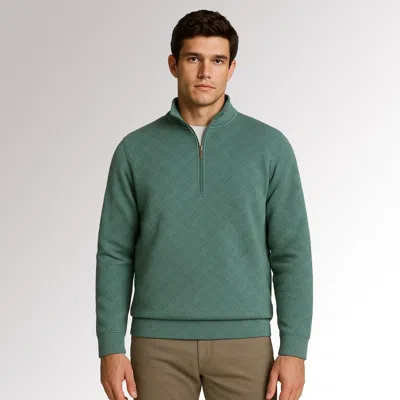 Cole Haan Last Stitch Quarter Zip In Green