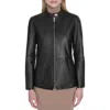 Cole Haan Leather Biker Jacket In Black