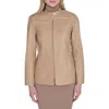 Cole Haan Leather Biker Jacket In Brown