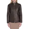 Cole Haan Leather Biker Jacket In Black