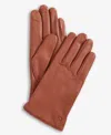 Cole Haan Leather Cashmere Blend Lined Basic Tech Tip Gloves In Brown