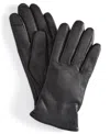 Cole Haan Leather Cashmere Blend Lined Basic Tech Tip Gloves In Caviar
