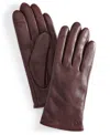 Cole Haan Leather Cashmere Blend Lined Basic Tech Tip Gloves In Pinot