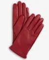Cole Haan Leather Cashmere Blend Lined Basic Tech Tip Gloves In Red