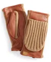 Cole Haan Leather Flip Mitt Gloves In Caviar