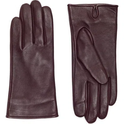 Cole Haan Leather Gloves In Burgundy